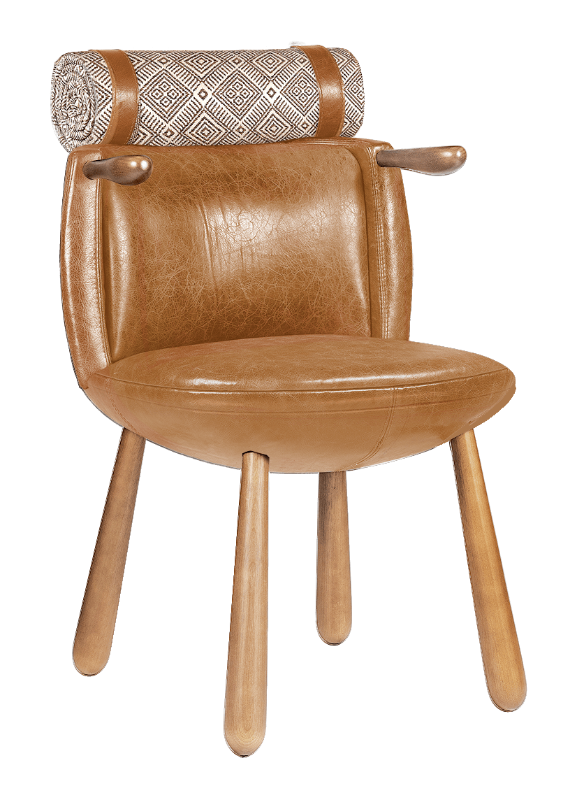 Cadeira Remador Couro Natural &Amp;Bull; - 1 &Amp;Bull; Deezign
