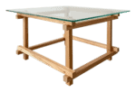 Mesa Iraci jatobá, latão e vidro