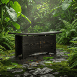 Banco Banzo - Obatalá madeira carbonizada e latão - Imagem 2
