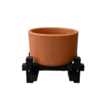 Cachepot Venina madeira carbonizada, latão e cerâmica